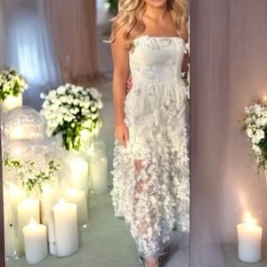 HELSI BHLDN Audrey Embroidered 3D Floral Applique M 8/10 Ivory ALine Midi Bridal